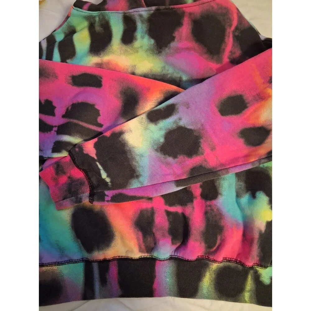 Justice Girls Tie-Dye Pullover Hoodie, Multicolor Fleece Polyester, L